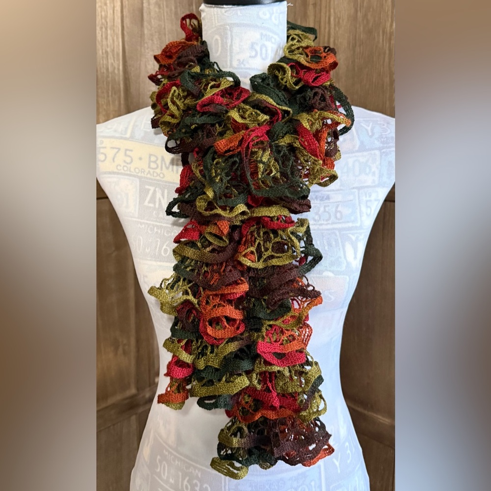 Multicolor Ruffled Knit Scarf - Picture 2 of 2